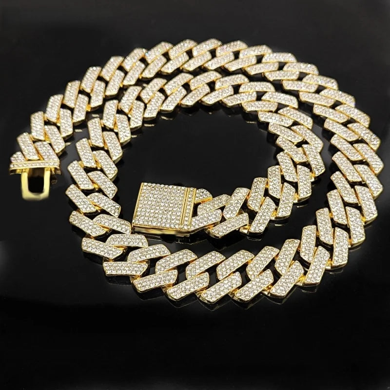 3-Row Iced Out CZ Cuban Link Chain — Heavy Chunky Micro Pave | Gold & Silver | Men's Hip Hop Jewelry