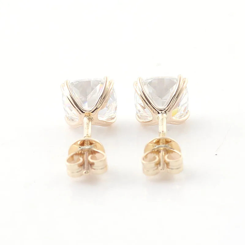 Fine Jewelry Cushion Cut VVS Diamond Moissanite Real Gold Earing Stud Wholesale Customized Women Earrings