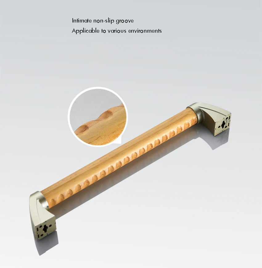Anti Slip Shower Grab Bar Handle, 34cm, 44cm, Wood Bathroom Grab Bar, Bathroom Balance Bar,Safety Hand Rail Support for Elderly