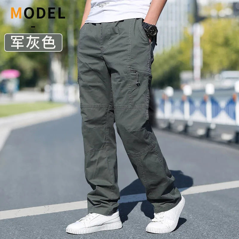Men's Cargo Pants Cotton Black Work Pants Summer Casual Climbing Joggers Man Sweatpants Sports Spring Autumn Twill Trousers