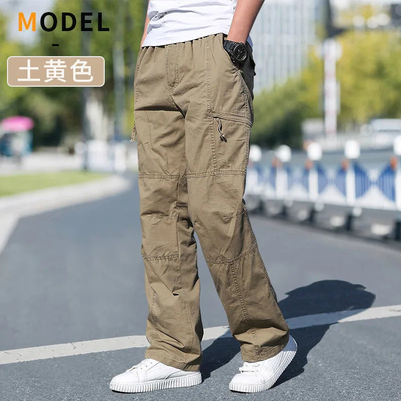 Men's Cargo Pants Cotton Black Work Pants Summer Casual Climbing Joggers Man Sweatpants Sports Spring Autumn Twill Trousers