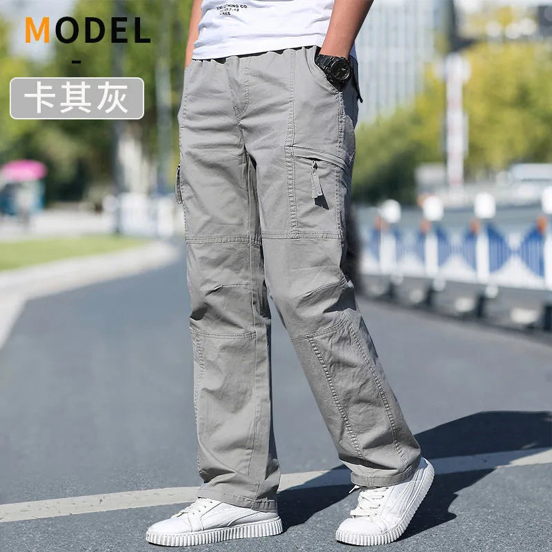 Men's Cargo Pants Cotton Black Work Pants Summer Casual Climbing Joggers Man Sweatpants Sports Spring Autumn Twill Trousers