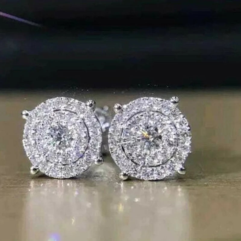 Huitan Modern Women's Stud Earrings Simple Stylish Design Wedding Engagement Fashion Accessories Fancy Gift Brilliant CZ Jewelry