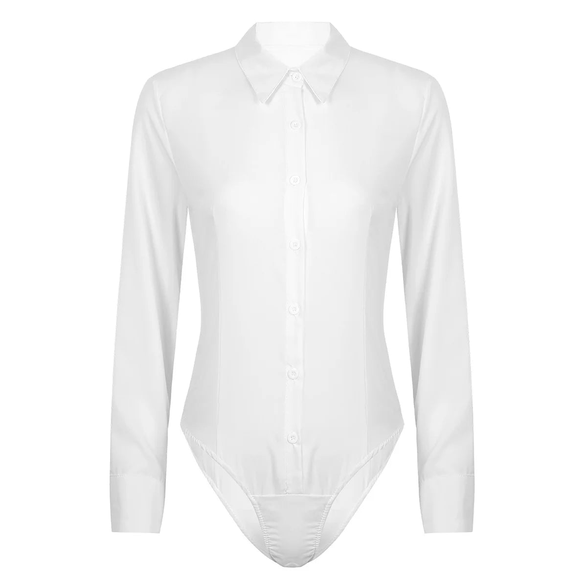 Women's Long Sleeve Bodysuit Shirt – Slim Fit Office Blouse Leotard Top