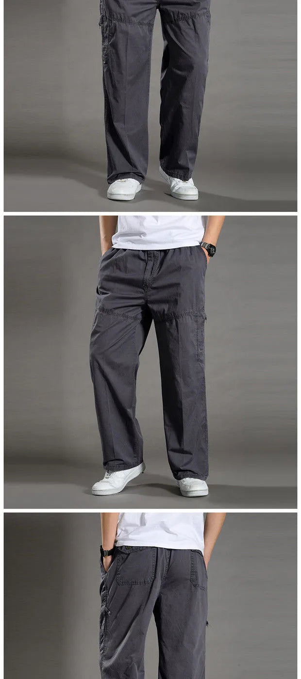 Men's Cargo Pants Cotton Black Work Pants Summer Casual Climbing Joggers Man Sweatpants Sports Spring Autumn Twill Trousers
