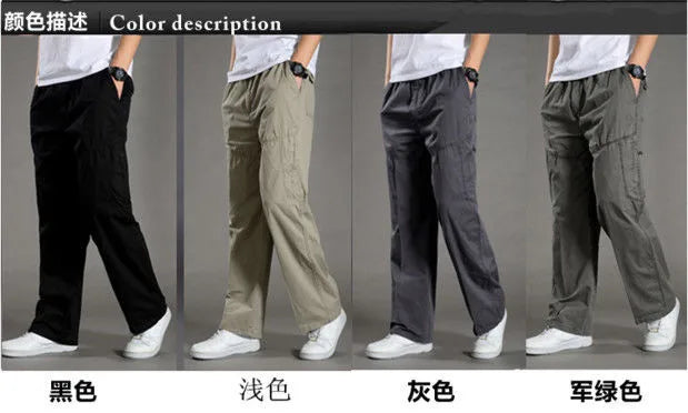 Men's Cargo Pants Cotton Black Work Pants Summer Casual Climbing Joggers Man Sweatpants Sports Spring Autumn Twill Trousers