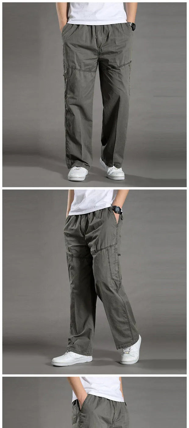 Men's Cargo Pants Cotton Black Work Pants Summer Casual Climbing Joggers Man Sweatpants Sports Spring Autumn Twill Trousers