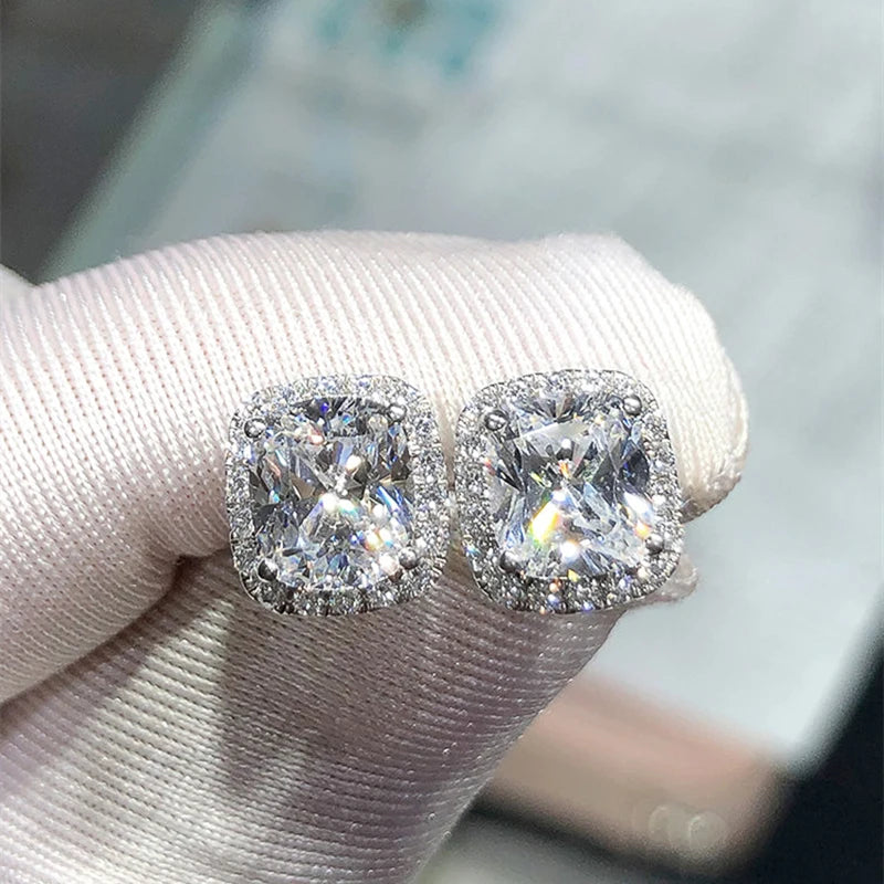 Gemstone-Inspired Cushion-Cut Cubic Zirconia Stud Earrings