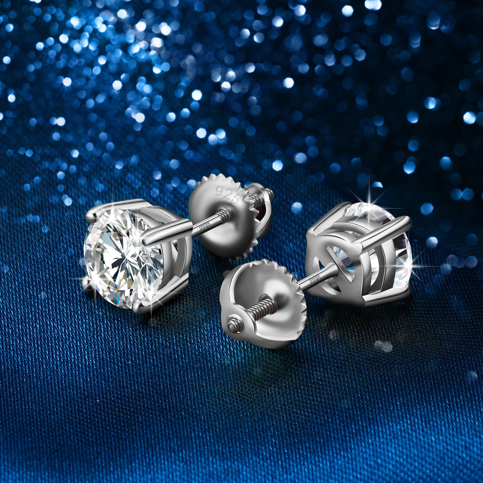 High Quality Local US Stock Women Classic Jewelry 925 Sterling Silver VVS Moissanite Diamond Solitaire Iced Out Stud Earrings