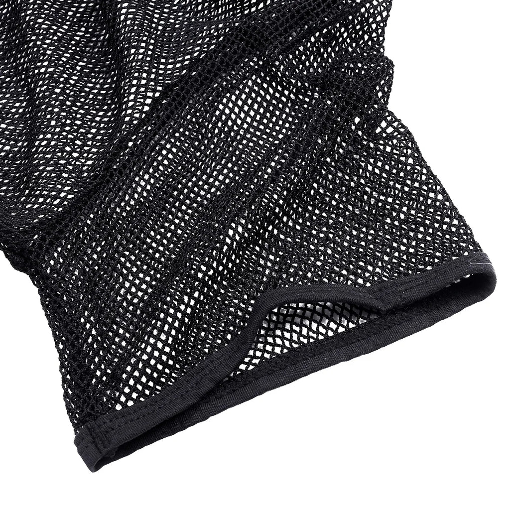 Mens Mesh Cycling Base Layers Shirt Quick Dry Cool Cycling Vest Black See Through Clubwear Tee Shirt Fishnet Jersey Sportswear