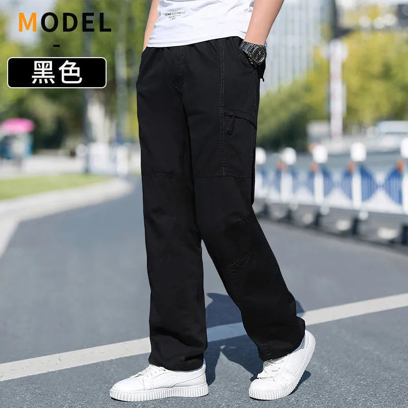Men's Cargo Pants Cotton Black Work Pants Summer Casual Climbing Joggers Man Sweatpants Sports Spring Autumn Twill Trousers