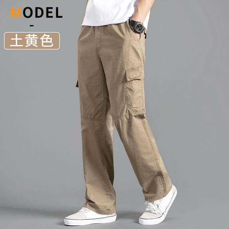 Men's Cargo Pants Cotton Black Work Pants Summer Casual Climbing Joggers Man Sweatpants Sports Spring Autumn Twill Trousers