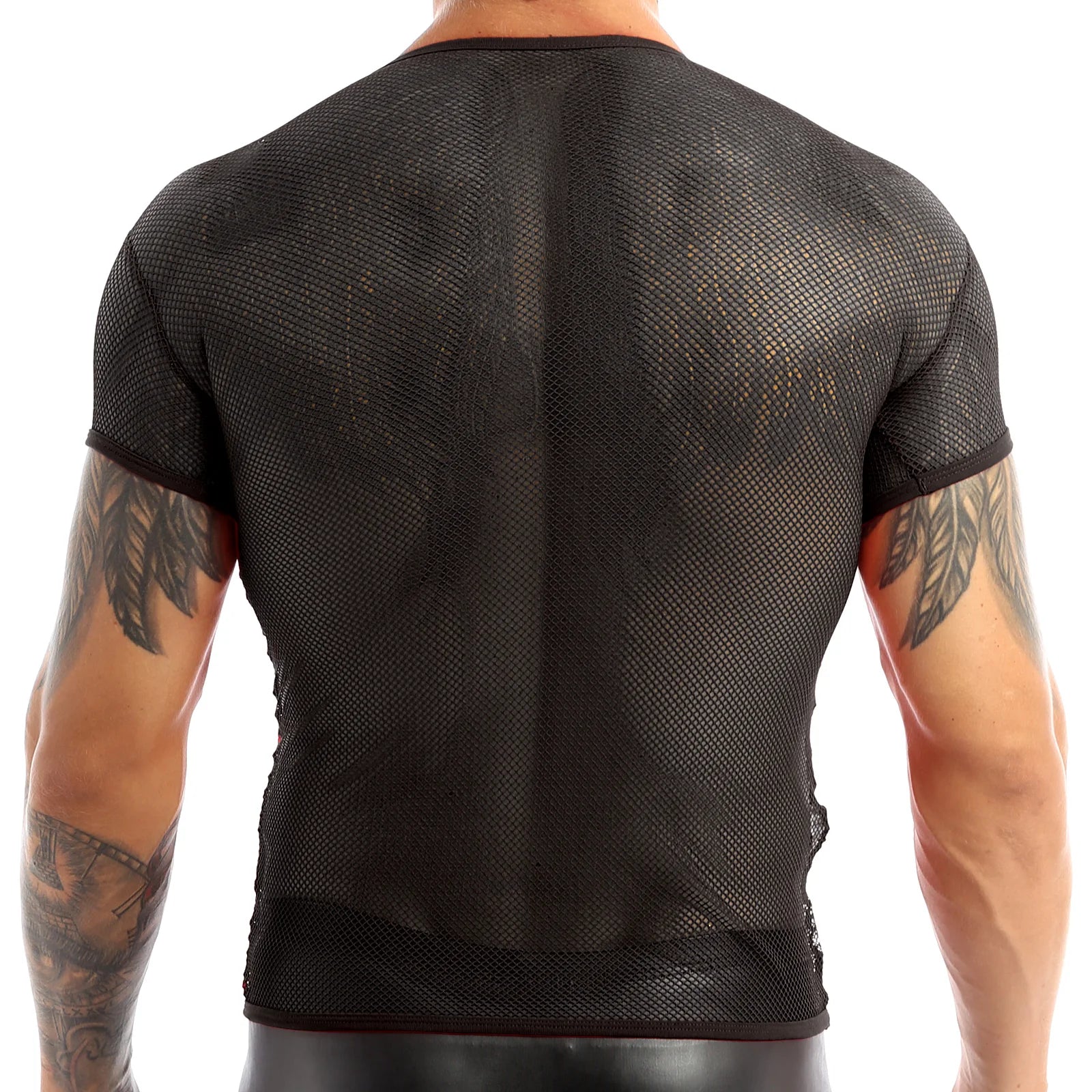 Mens Mesh Cycling Base Layers Shirt Quick Dry Cool Cycling Vest Black See Through Clubwear Tee Shirt Fishnet Jersey Sportswear