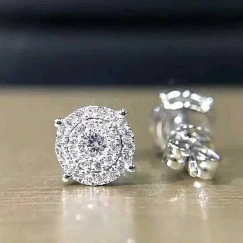 Huitan Modern Women's Stud Earrings Simple Stylish Design Wedding Engagement Fashion Accessories Fancy Gift Brilliant CZ Jewelry