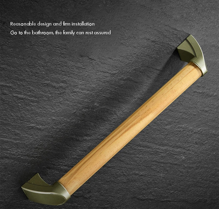 Anti Slip Shower Grab Bar Handle, 34cm, 44cm, Wood Bathroom Grab Bar, Bathroom Balance Bar,Safety Hand Rail Support for Elderly