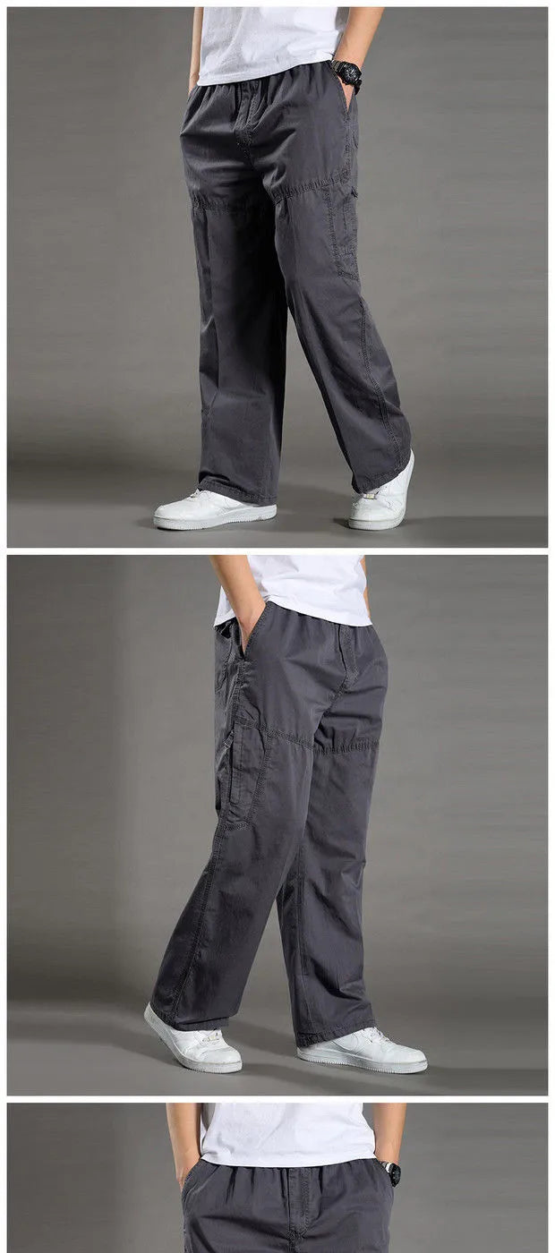 Men's Cargo Pants Cotton Black Work Pants Summer Casual Climbing Joggers Man Sweatpants Sports Spring Autumn Twill Trousers