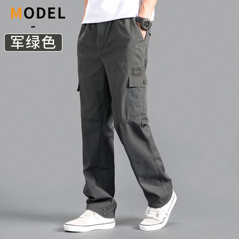 Men's Cargo Pants Cotton Black Work Pants Summer Casual Climbing Joggers Man Sweatpants Sports Spring Autumn Twill Trousers