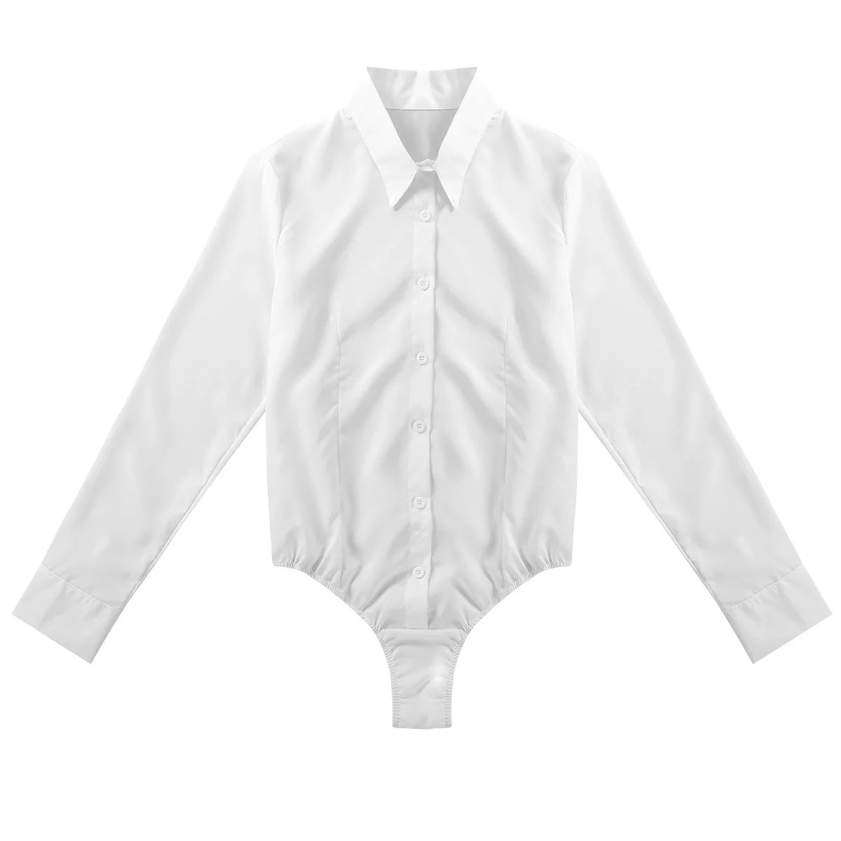Women's Long Sleeve Bodysuit Shirt – Slim Fit Office Blouse Leotard Top