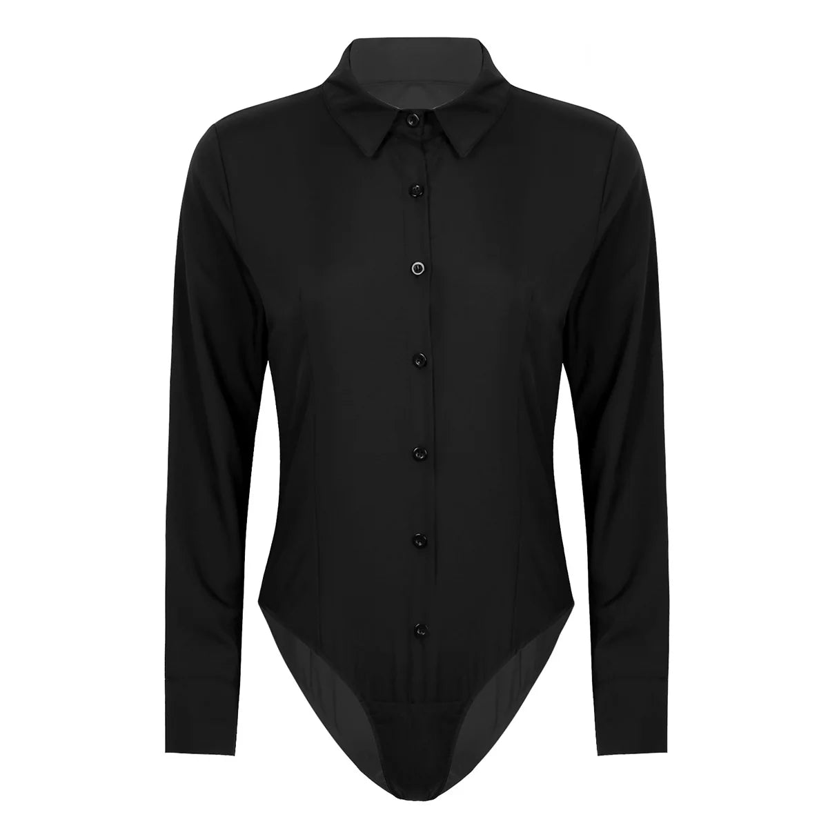 Women's Long Sleeve Bodysuit Shirt – Slim Fit Office Blouse Leotard Top