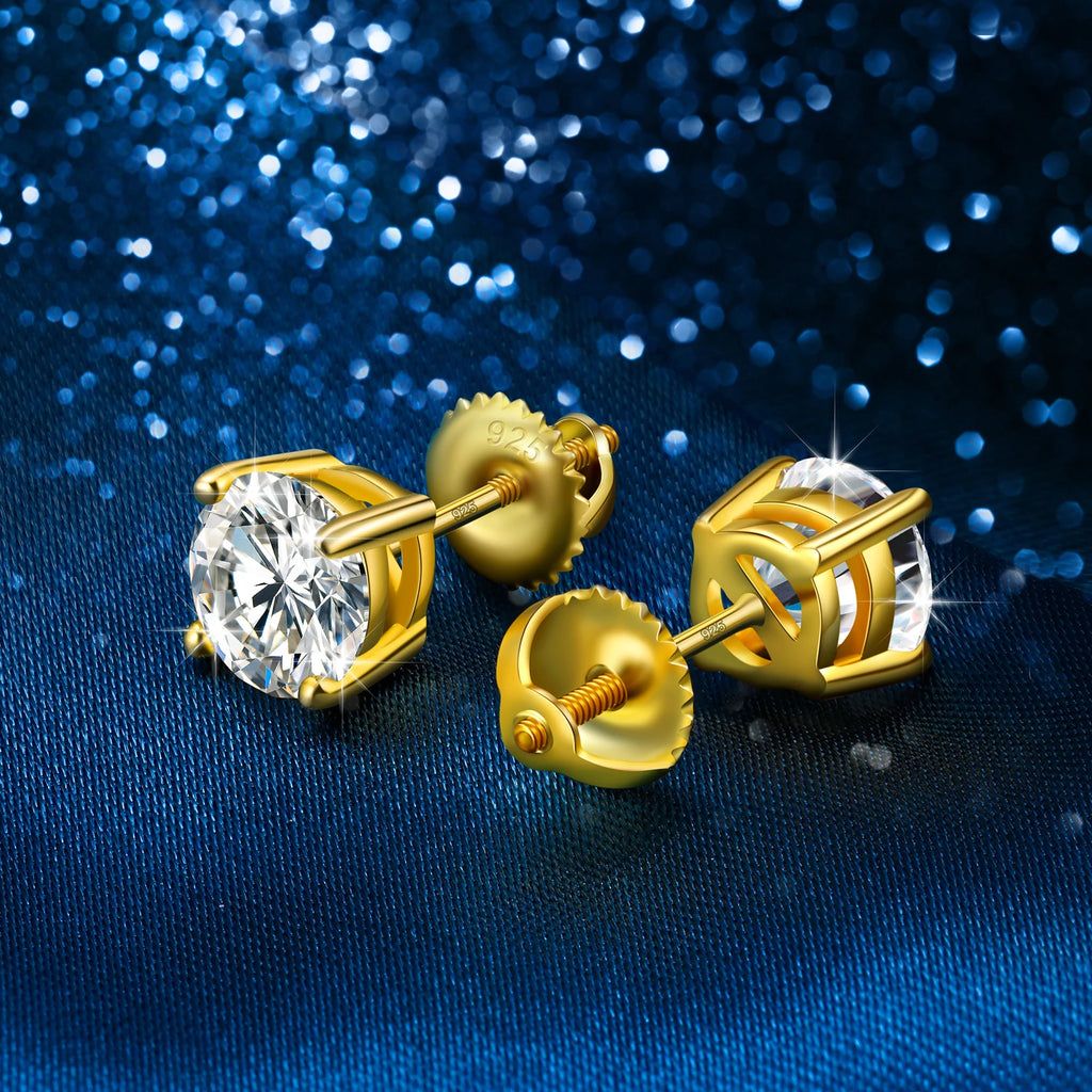 High Quality Local US Stock Women Classic Jewelry 925 Sterling Silver VVS Moissanite Diamond Solitaire Iced Out Stud Earrings