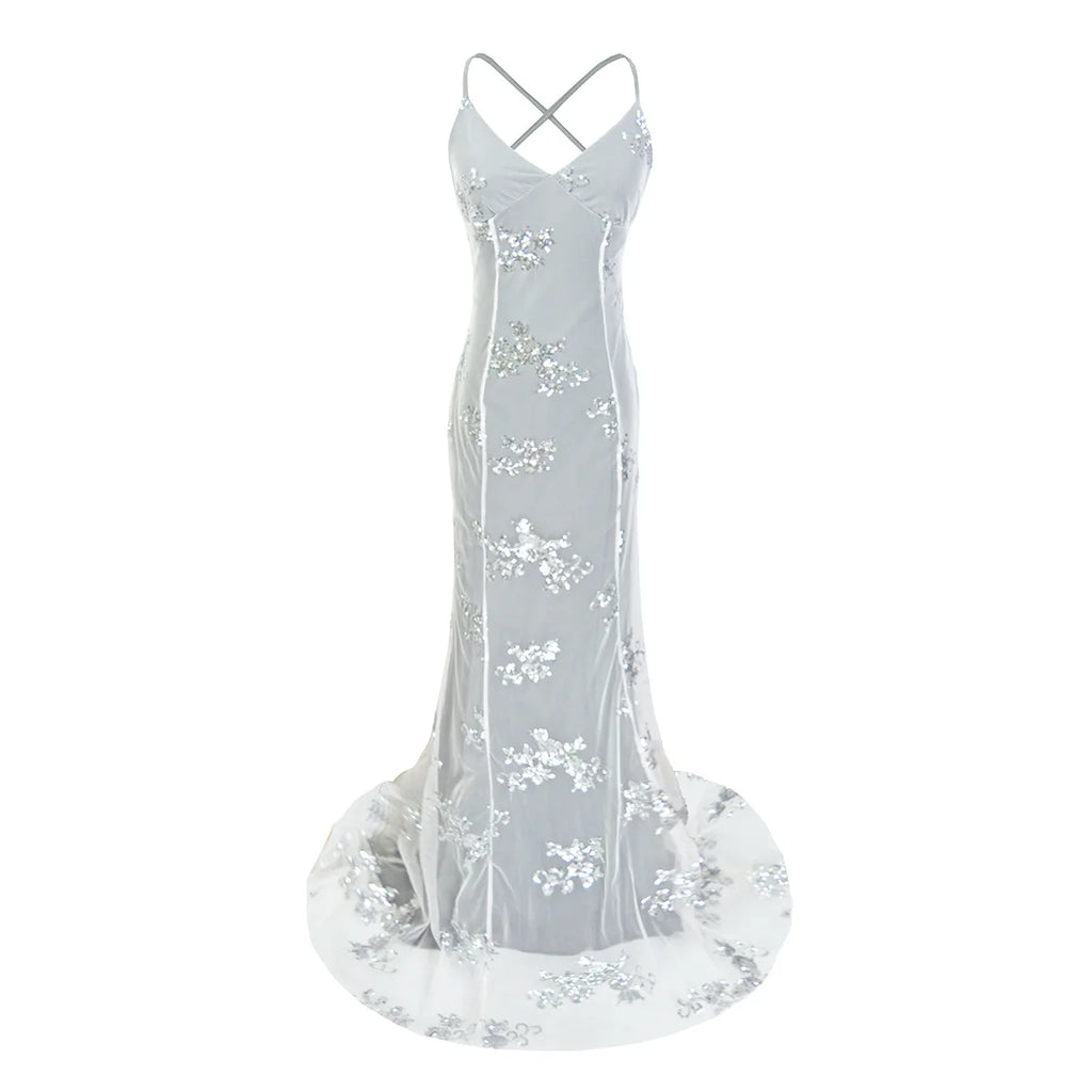 Bdbh High-end Extended-size Bestseller Sequined Mesh Bodycon Sexy Backless Evening Gown Long Dress 2026