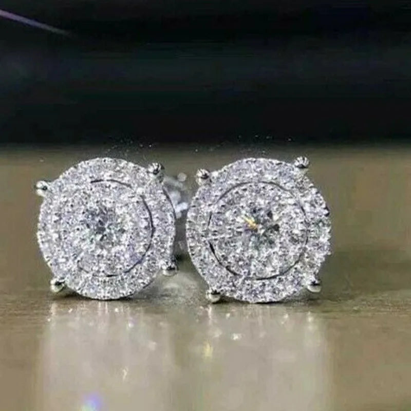 Huitan Modern Women's Stud Earrings Simple Stylish Design Wedding Engagement Fashion Accessories Fancy Gift Brilliant CZ Jewelry