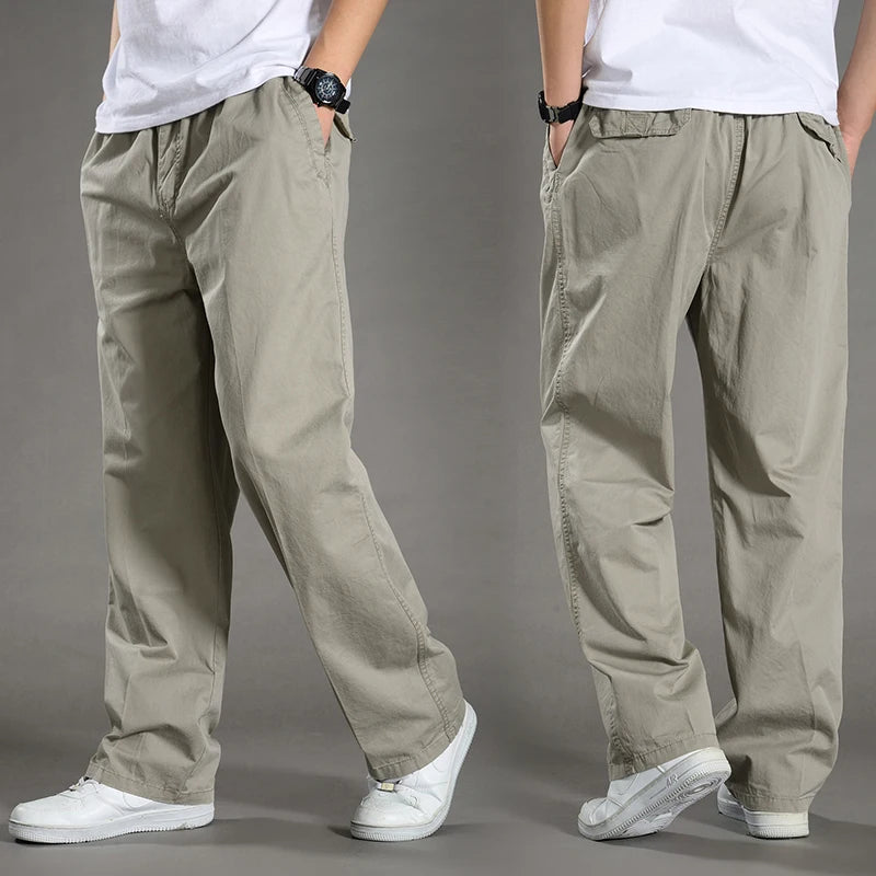 Men's Cargo Pants Cotton Black Work Pants Summer Casual Climbing Joggers Man Sweatpants Sports Spring Autumn Twill Trousers