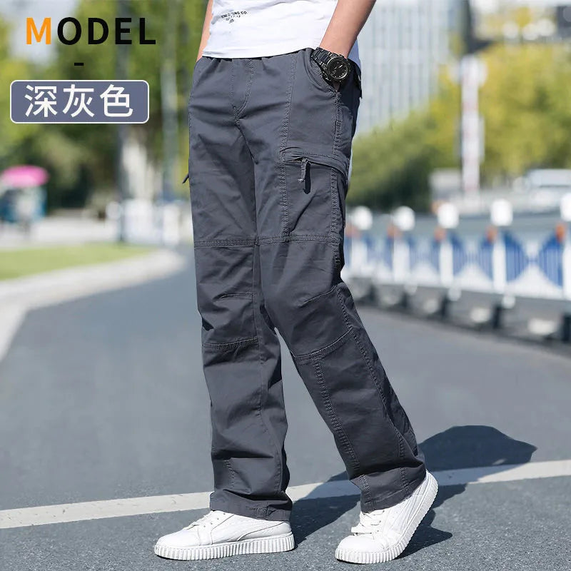 Men's Cargo Pants Cotton Black Work Pants Summer Casual Climbing Joggers Man Sweatpants Sports Spring Autumn Twill Trousers