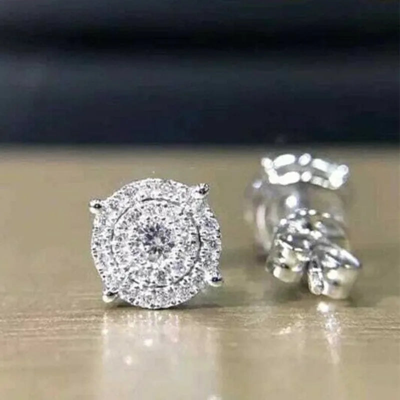 Huitan Modern Women's Stud Earrings Simple Stylish Design Wedding Engagement Fashion Accessories Fancy Gift Brilliant CZ Jewelry