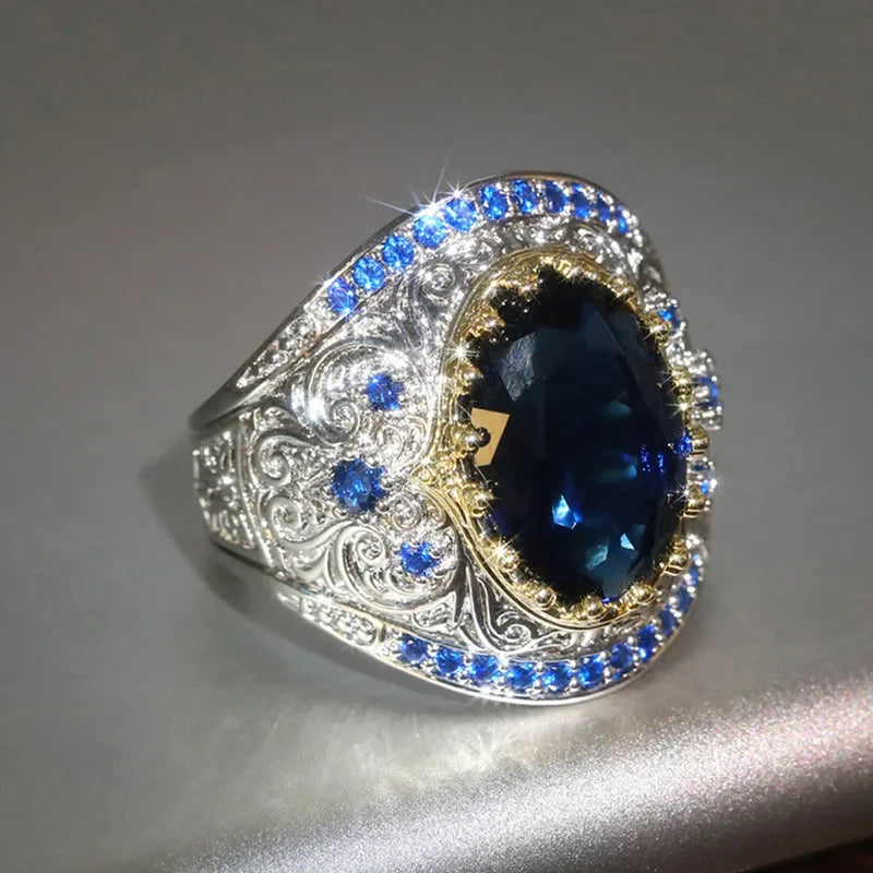 Two-Tone Water Drop Zircon Ring