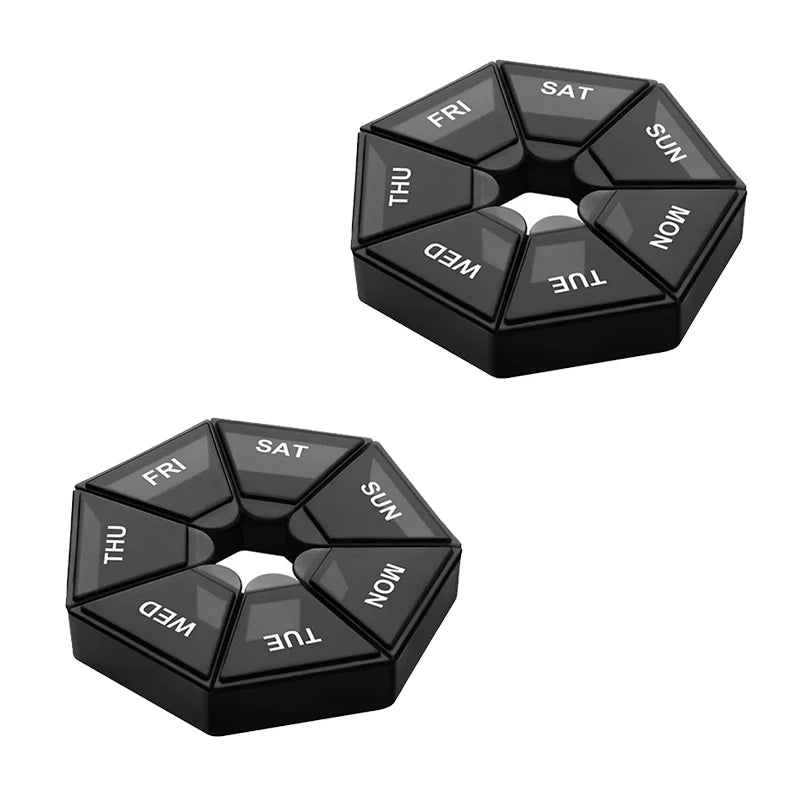Weekly 7-day Pill Organizer Portable Travel Pill Box Multifunctional Small Medicine Case Black