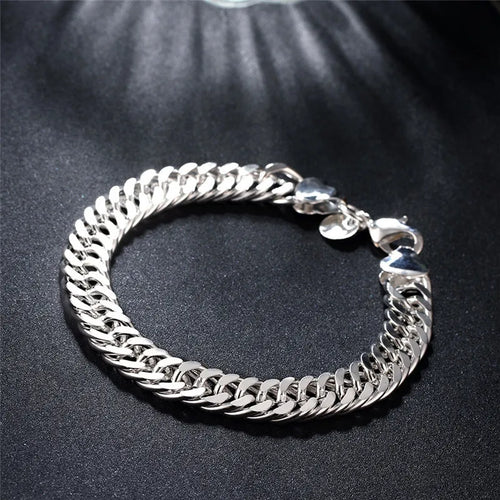 925 Sterling Silver Square Chain Bracelet — Unisex Charm Bracelet | 20CM | Wedding & Party Gift
