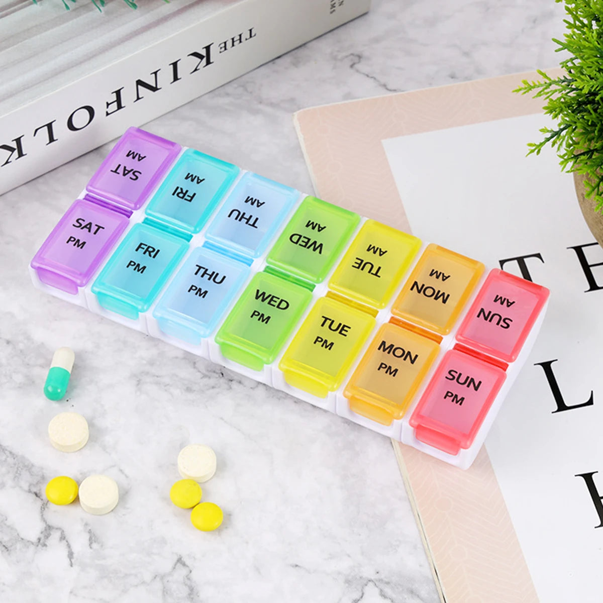 Pill Organizer Box AM PM Pill Distribution Container Portable Travel Tablets Vitamins Medicinel Cases Box Fish Oil/Supplements