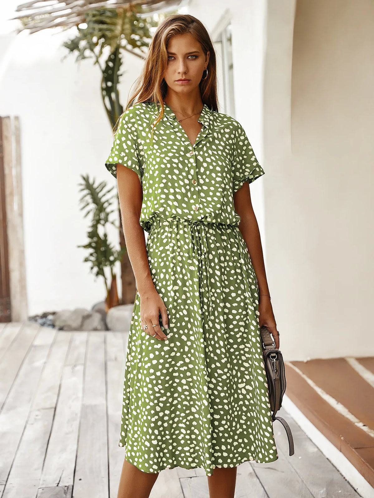 Vintage Floral Shirt Dress – Belted Mid-Calf Fit