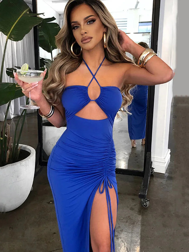 Women's Sleeveless Backless Bodycon Midi Dress – Slim Night Out & Club Dress