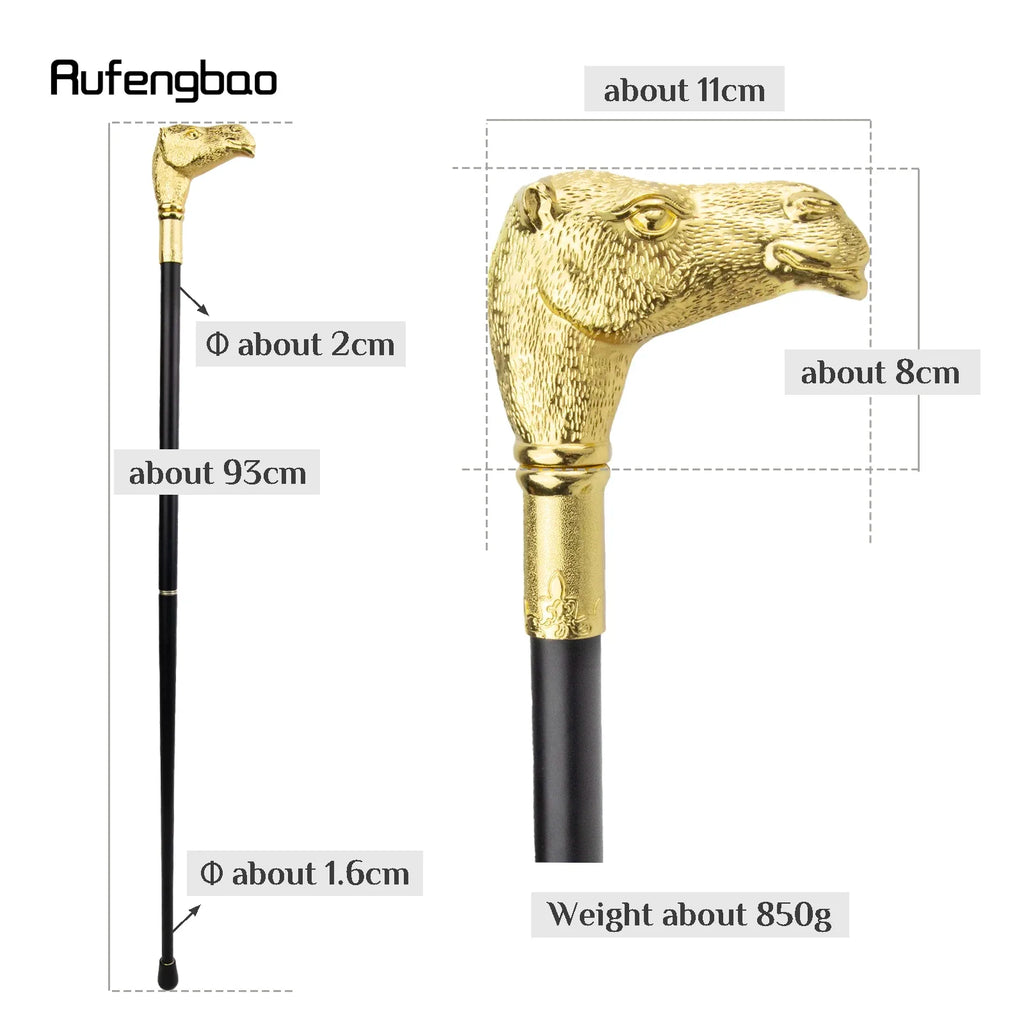 Golden Camel Head Walking Cane  Decorative Cane For Halloween For Cosplay And Parties, For Cosplay & Party