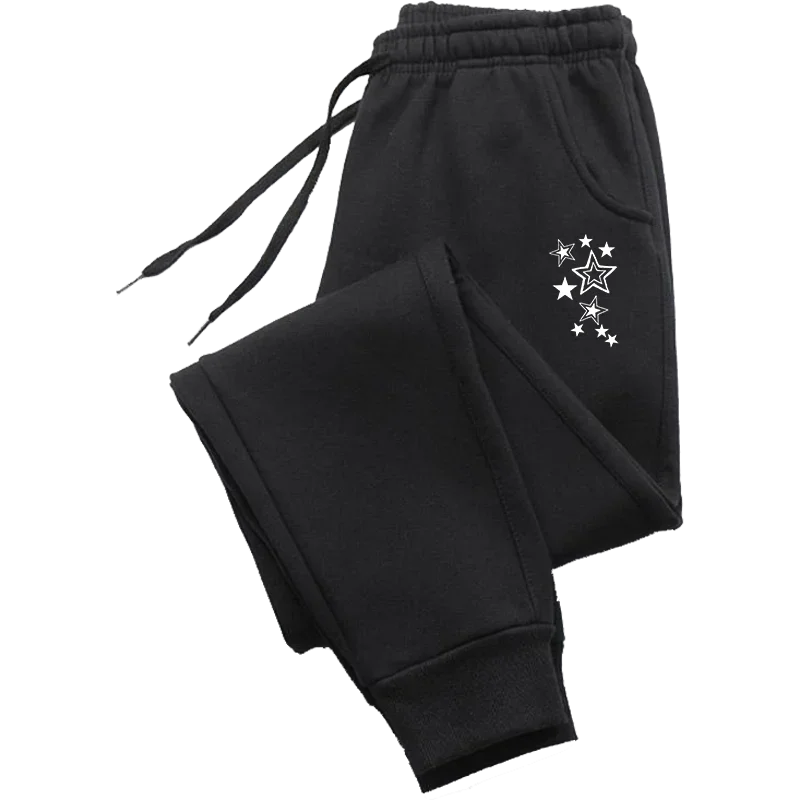 Women's Star Print Straight Leg Pants – Casual Sporty Ankle-Length Trousers