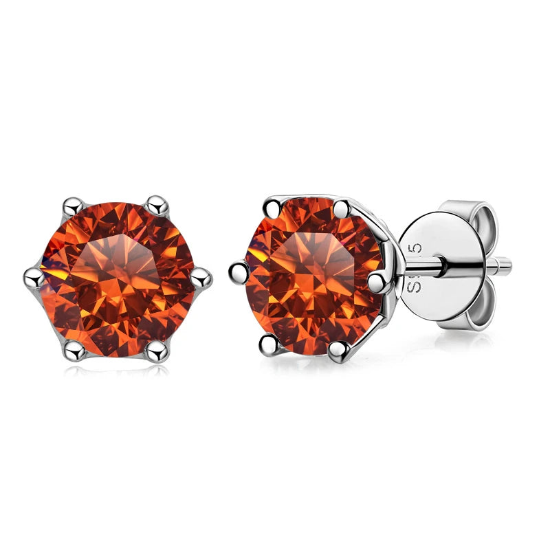 JoyceJelly VVS D Color Moissanite Stud Earrings — Russian Cut 8H8A | 925 Sterling Silver | 0.5CT–2CT | 20+ Colors
