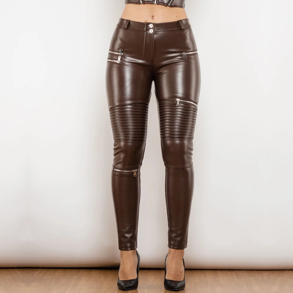 Shascullfites Melody PU Leather Pants — Gothic Biker Punk Slim Fit | Seam Hug Sculpture | 7 Colors | S–XXL