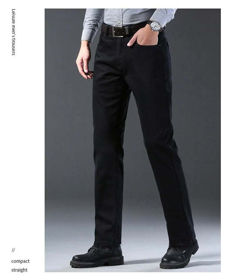 Men’s Classic Soft Stretch Black Straight-Leg Jeans