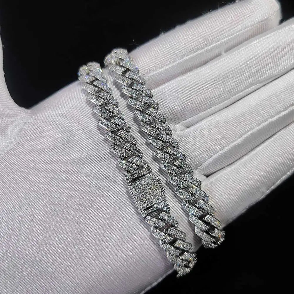 Hip Hop Jewelry 10/12/14/15/20mm CZ Cuban Link Necklace For Men Miami Bling Iced Out Prong Cuban Link Chain Party Gift