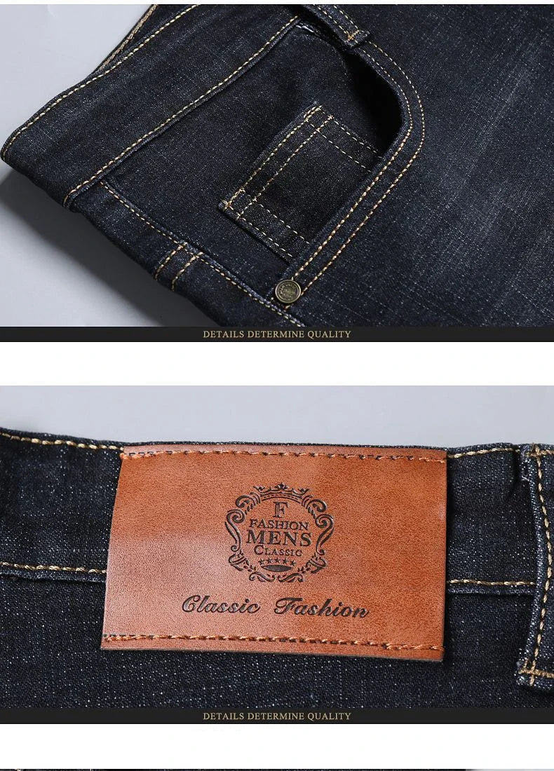 Men’s Autumn & Winter Stretch Straight-Leg Jeans, Sizes 28–40