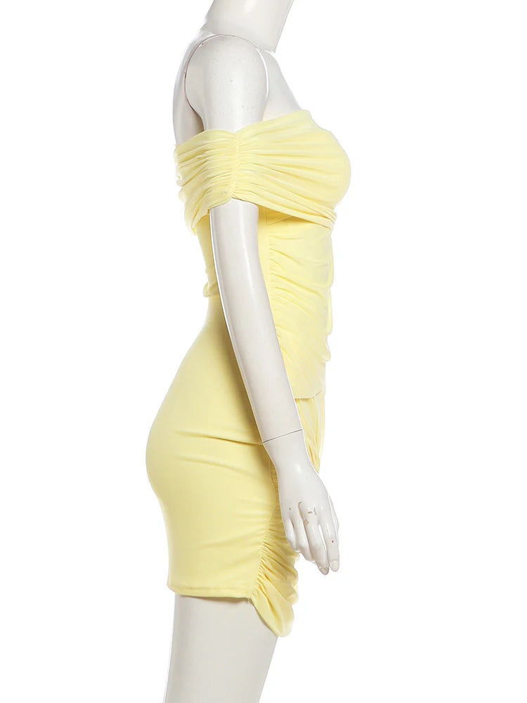 Kliou Sexy See Through Mini Dress Woman Slash Neck Backless Skinny Peach Buttocks Hot Girls Midnight Club Party Hipster Bodycon