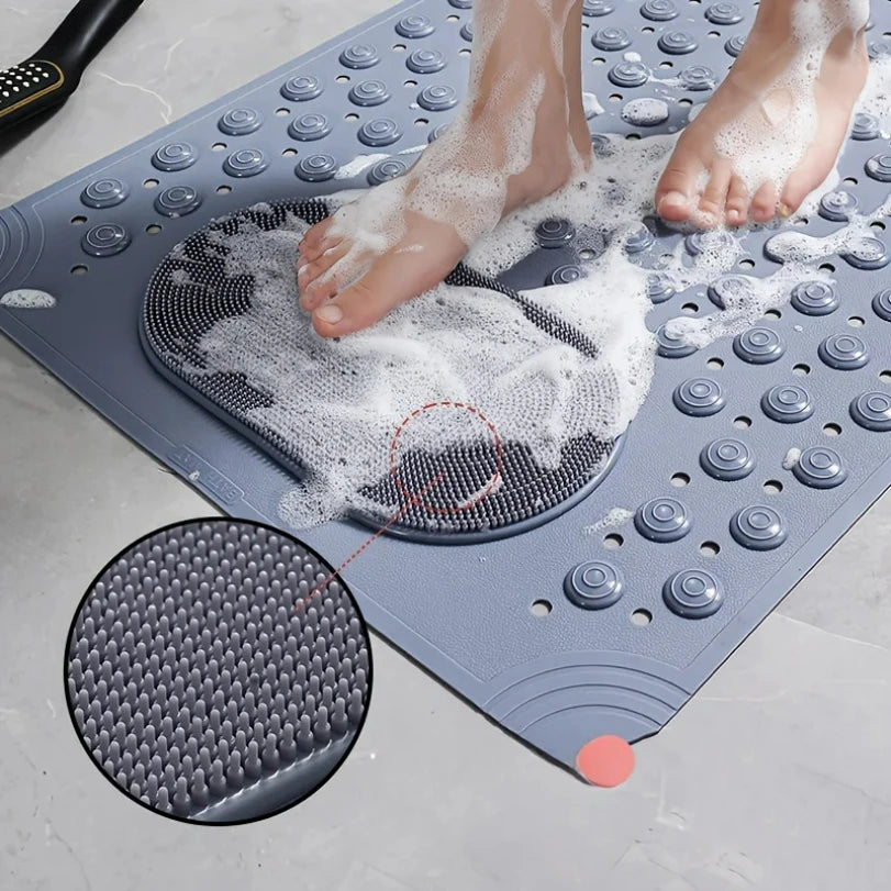 Textured PVC Shower Mat with Foot Scrubber | 36 × 69 cm