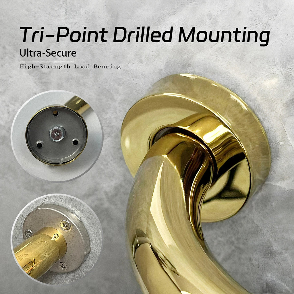 Golden Stainless Steel Grab Bars for Elderly, Thickened Non-Slip Bathroom Safety Grab Bars, Barrier-Free Toilet Grab Bars, Drilled Installation, Strong Load-Bearing