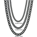 Stainless Steel Cuban Link Chain — 3, 5 or 7mm in Black, Gold or Silver Tone | 40/50/60cm, Unisex