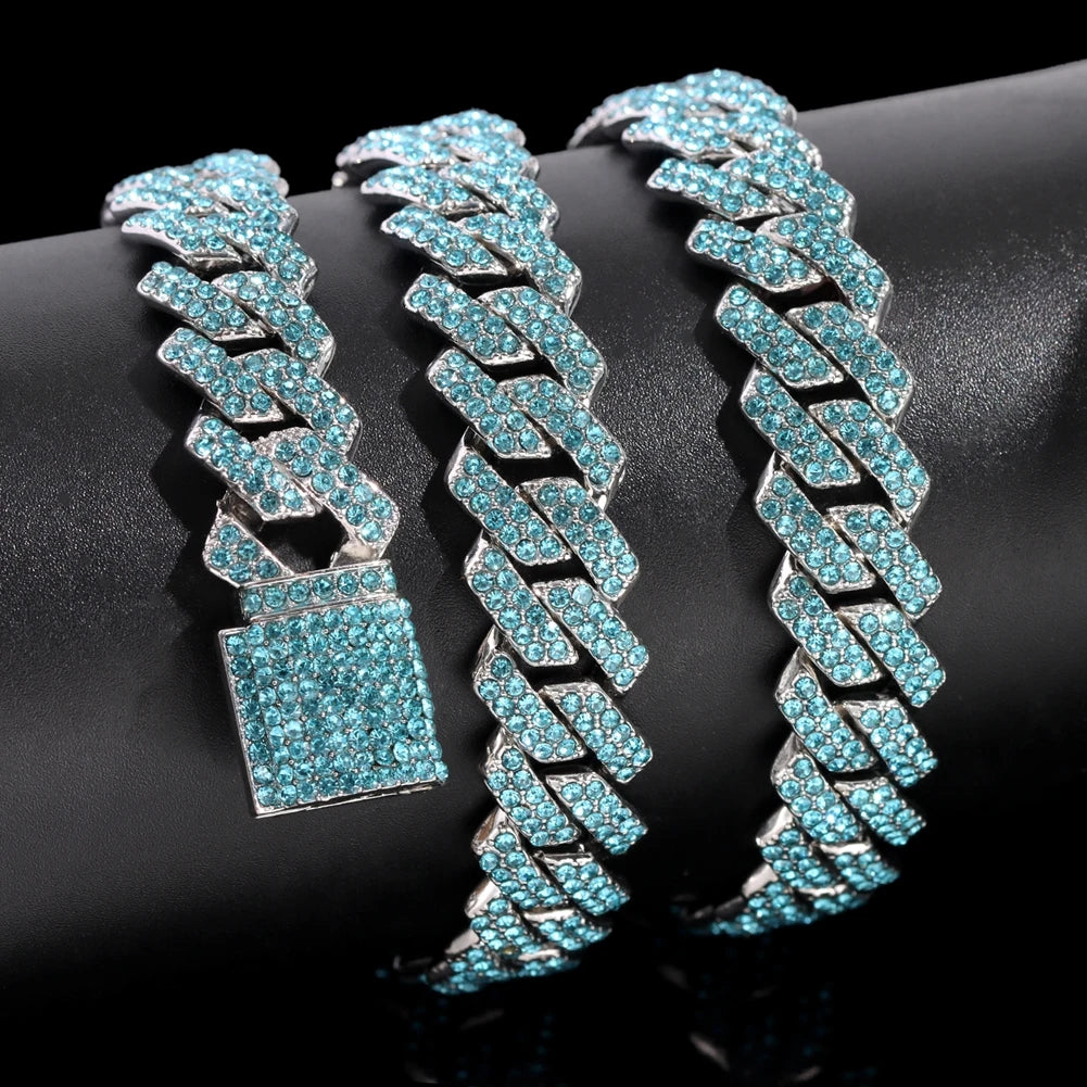 14mm Iced Out Rhombus Cuban Link Chain