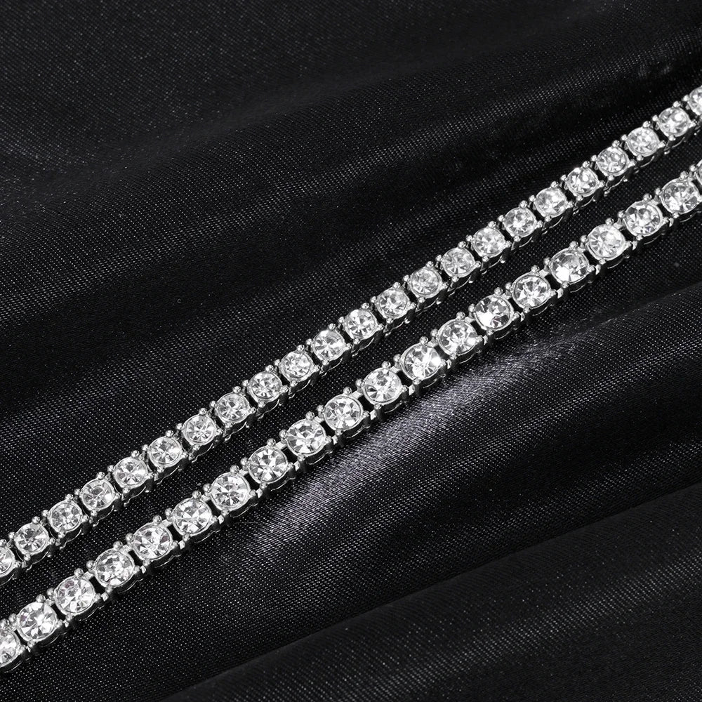 Iced Out Tennis Chain Necklace & Bracelet — 4mm or 5mm, Gold or Silver Tone | Unisex