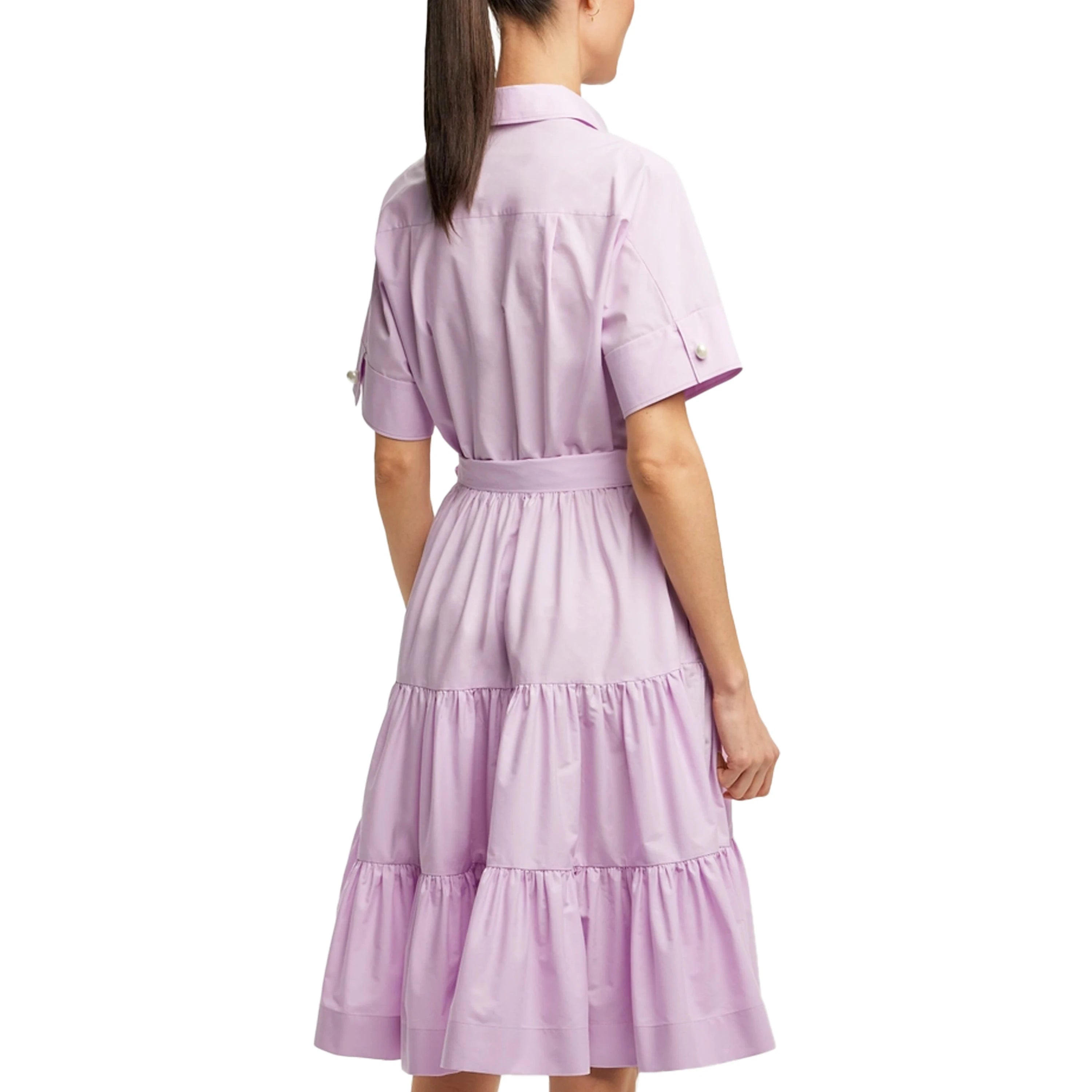 CHCH 2025 Women Dress Summer Office Lady Elegant Long Sleeve Solid Color Shirt Sundress Casual Loose Buttons Lace Up Dress