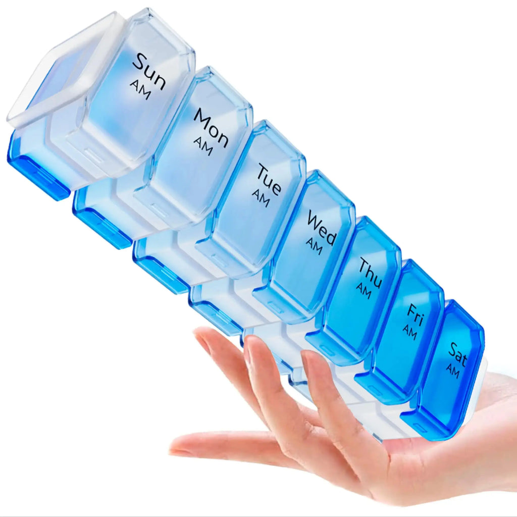 Extra Large Pill Organizer- XXL Pill Box for 7 or 14-Day - Weekly Pill Organizer with AM PM Large Compartments Big Pill Case